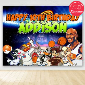 Space Jam Birthday Backdrop Digital File Template Instant Download