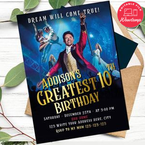 Greatest Showman Invitation Customizable Template Instant Download