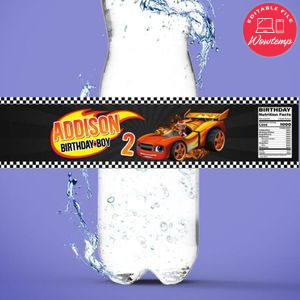Blaze and the Monster Machines Birthday Water Bottle Label Template to Print at Home Instant Download