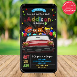 Mobile African Rugrats Drive By Birthday Parade Electronic Invite Invitation Template Instant Download