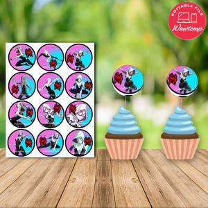 Editable Gwen Stacy Into The Spider-Verse Cupcake Toppers Instant Download