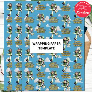 Buzz Lightyear Toy Story Wrapping Paper Template to Print at Home Instant Download