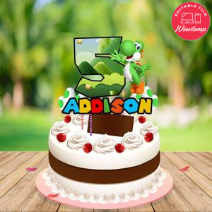 Yoshi Birthday Cake Topper Template Printable Instant Download