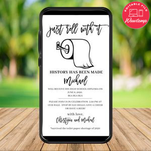 Roll With It History Has Been Made Graduation Electronic Invite Announcement Instant Download