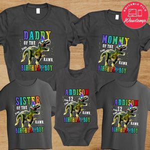 Dinosaur T Rex Birthday Family Matching Party Shirts