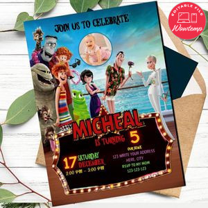 Editable Hotel Transylvania 3 Birthday Invitation With Photo Instant Download