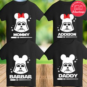 Darth Vader Mickey Mouse Family Vacation Iron On Transfer Shirt Template Instant Download