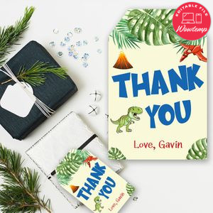 Printable Dino Birthday Party Gift Tag Instant Download