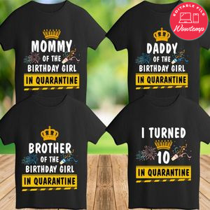 Quarantine Family Birthday Matching Iron On Transfer Shirt Template Instant Download