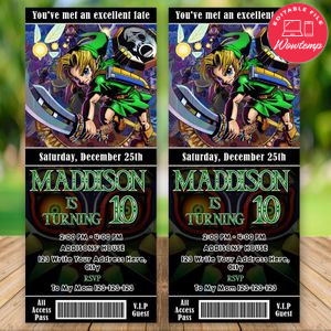 Editable Majora's Mask Game Birthday Party Ticket Invitations Instant Download