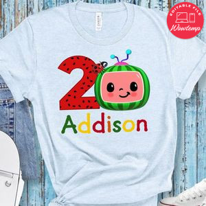 Cocomelon Birthday Tee PNG file template for Boy