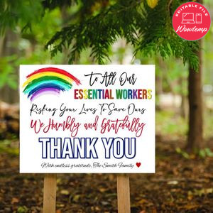 Thank you Healthcare Yard Sign Printable Instant Download