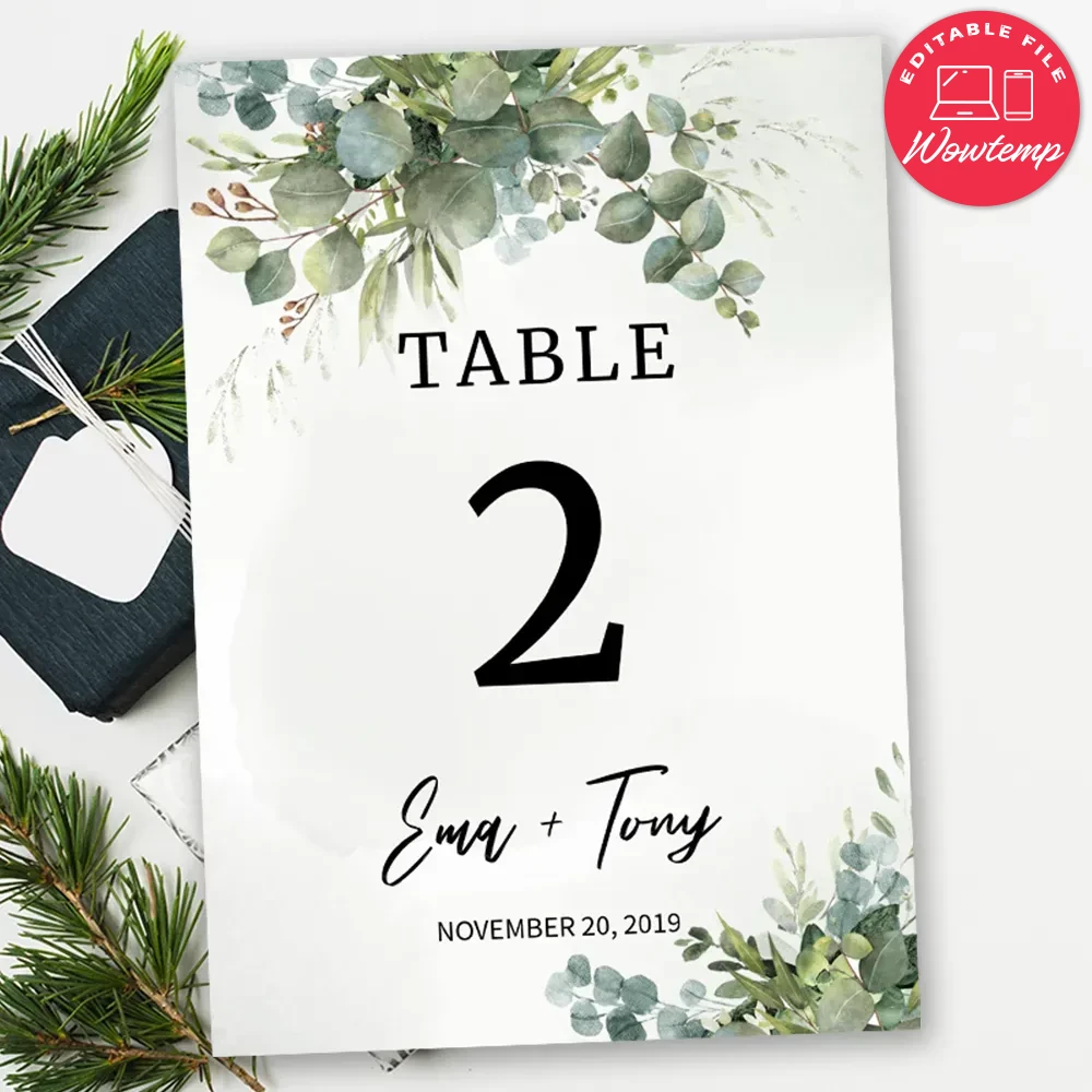 Boho Wedding Place Card Table Number Printable Wowtemp