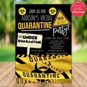 Printable Quarantine Birthday Party Invitation Instant Download
