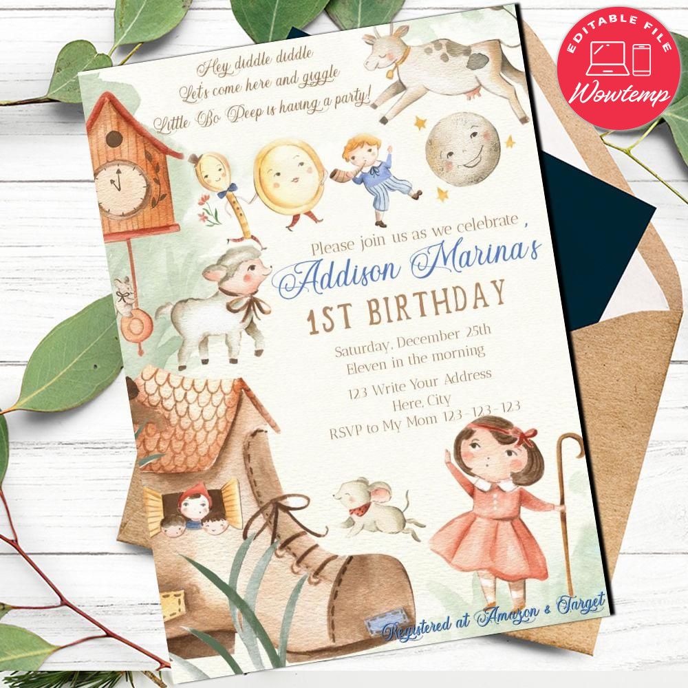 Rhymes Birthday Invitation Customizable Template Instant Download | Wowtemp