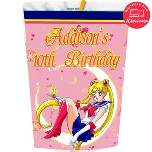 Sailor moon Capri Sun Labels Digital File Printable Instant Download
