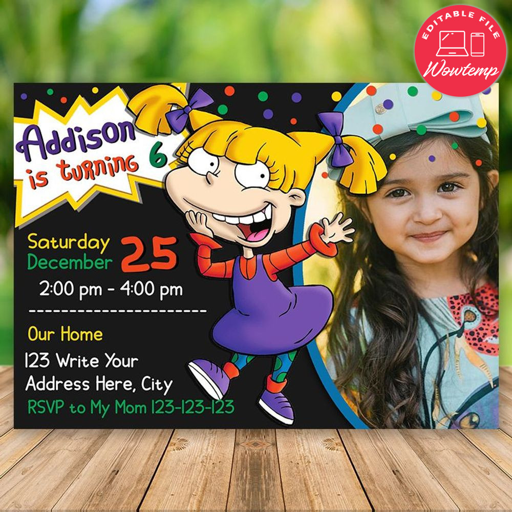 Editable ANGELLICA Rugrats Birthday Flyer With Photo Instant Download