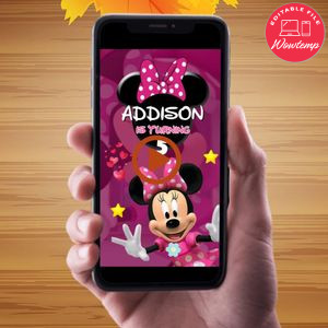 Minnie mouse Video Invitation Digital Template Customizable Instant Download