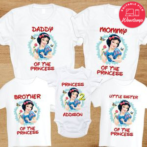 Snow White Birthday Family Matching Party Shirts