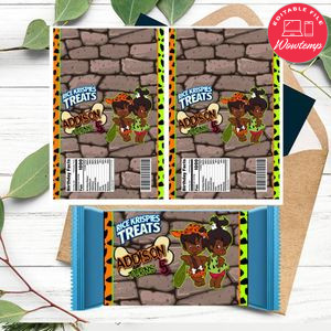 African Flintstone Birthday Rice Krispie Treat Digital File Printable Instant Download