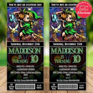 Editable Majora's Mask Game Birthday Birthday Ticket Invitations Instant Download