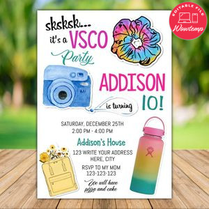 Printable VSCO Girl Birthday Party Invitation Instant Download