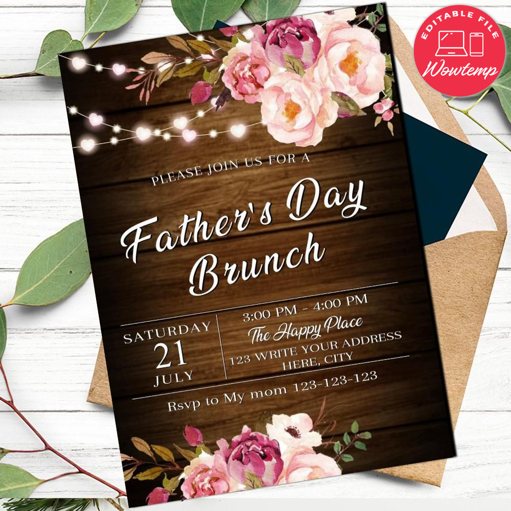 Printable Father’s Day Brunch Invitations Instant Download | Wowtemp