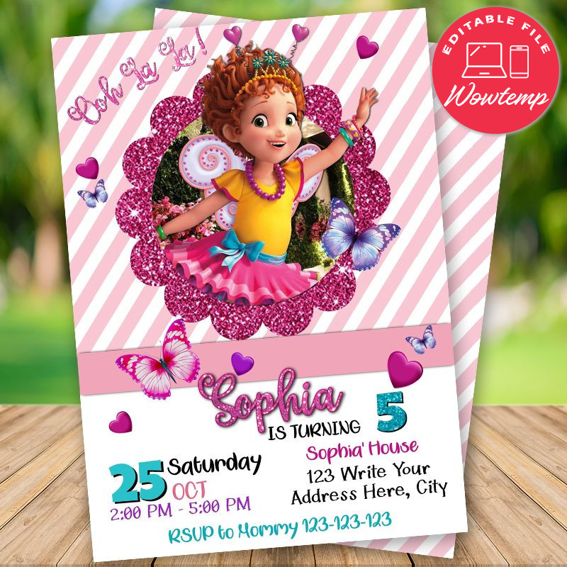 Editable Fancy Nancy Birthday Party Invitation Instant Download | Wowtemp