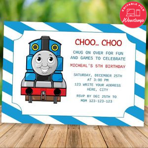 Editable Thomas the Tank Engine Birthday Invitation Digital File