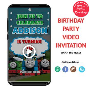 Thomas and Friends Video Invitation Digital Template Customizable Instant Download