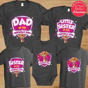 Paw Patrol Family Matching Birthday Shirts for Girl
