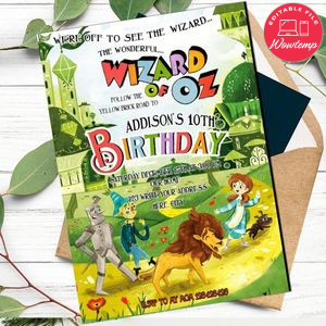 The wizard of oz Invitation Template to print at home Instant Download