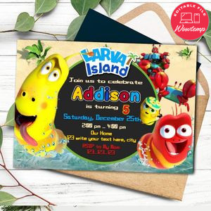 Larva Island Invitation Template to Print at Home Instant Download