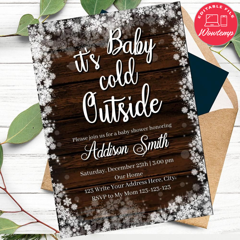 Snowflakes Invitation Customizable Template DIY | Wowtemp