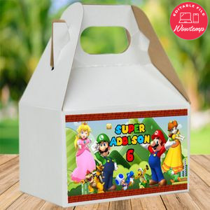 Super Mario Birthday Gable Boxes Label Template to Print at Home Instant Download