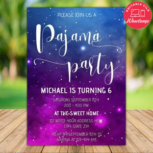 Printable Starry Night Pajama Party Invitation Instant Download