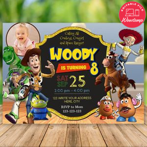 Printable Woody Toy Story 4 Invitation With Photo Instant Download