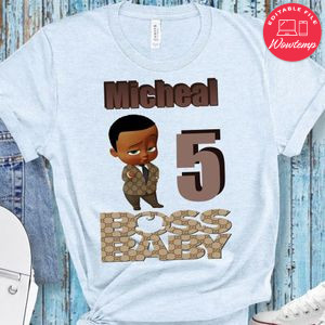 Black Baby Boss Birthday Tee PNG file template for Boy