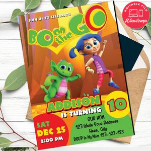 Bo on the Go Invitation Template to print at home Instant Download
