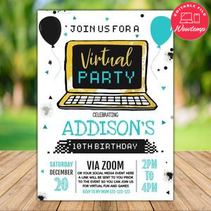 Printable Quarantine Hangout Birthday Party Invitation Instant Download