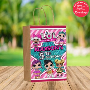 Lol Surprise Dolls goodie box Custom Label Template to print at home Instant Download