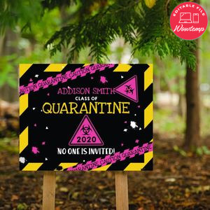 Printable Quarantine Graduation Yard Sign for Girl Instant Download