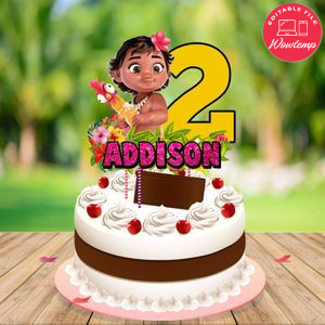 Baby Moana Birthday Cake Topper Template Printable Instant Download