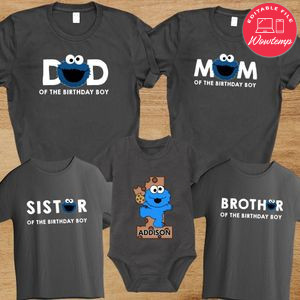 Cookie Monster Family Matching Party Shirts