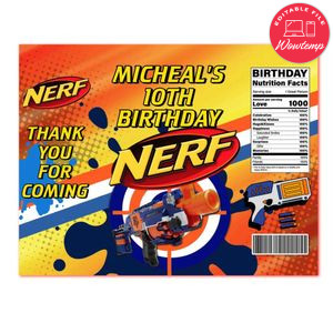 Nerf Gun Birthday Chip Bag Digital File Printable Instant Download