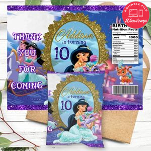 Jasmine Birthday Chip Bag Digital File Printable Instant Download
