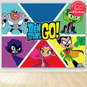 Teen Titans Go Birthday Party Banner Backdrop Printable Instant Download