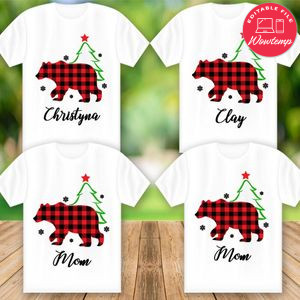 Bear Family Matching Christmas Shirt PNG File Templates
