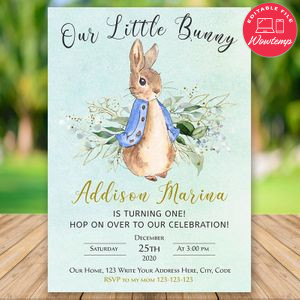 Editable Peter Rabbit Birthday Invitations For Boy Instant Download