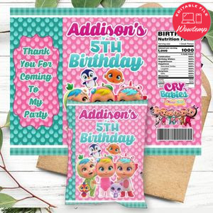Cry Babies Birthday Chip Bag Digital File Printable Instant Download
